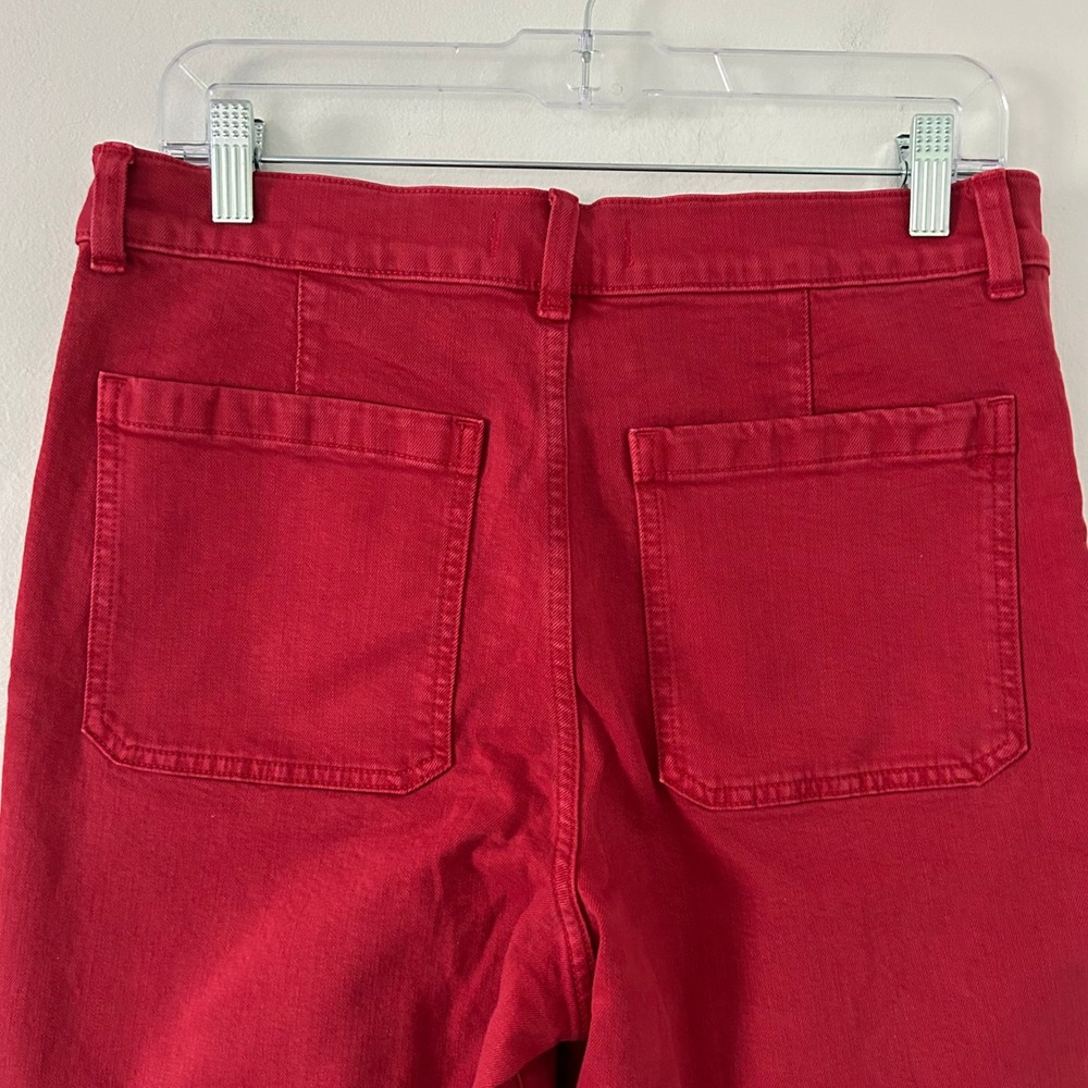 Madewell Womens Emmy Wide-Leg Denim Pants Cherry Red High Rise 29 Tall New - Picture 7 of 10